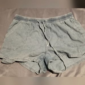 Plus Drawstring waisted denim shorts